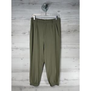 Shinestar Pants Womens Medium Olive Pleated Joggers Elastic‎ Cuffs High Rise